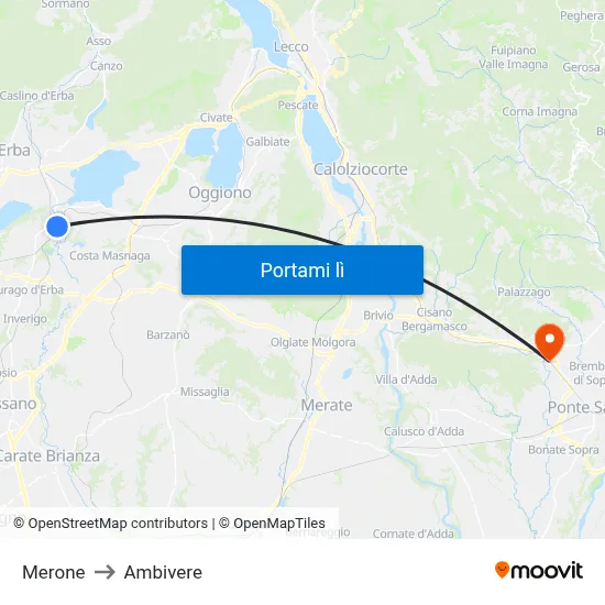 Merone to Ambivere map