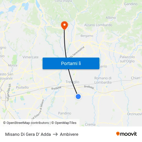 Misano Di Gera D' Adda to Ambivere map