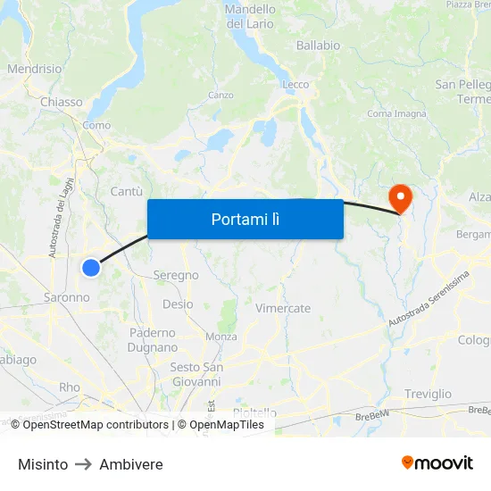 Misinto to Ambivere map
