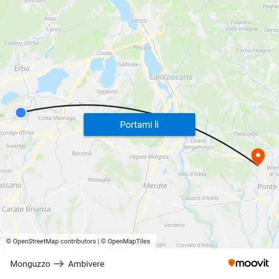 Monguzzo to Ambivere map