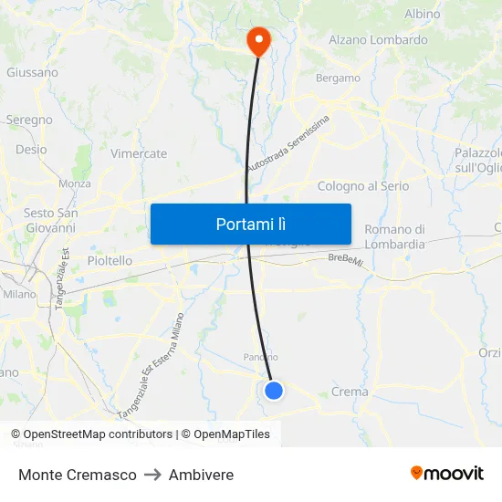 Monte Cremasco to Ambivere map