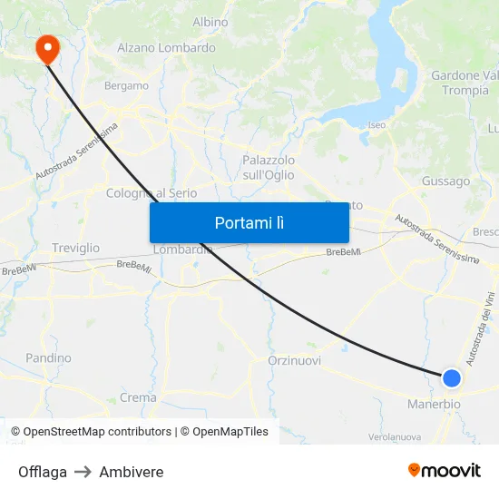 Offlaga to Ambivere map