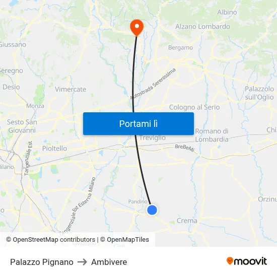 Palazzo Pignano to Ambivere map