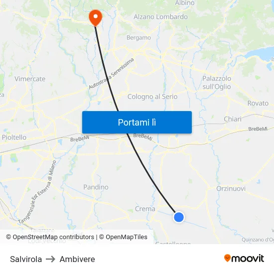 Salvirola to Ambivere map