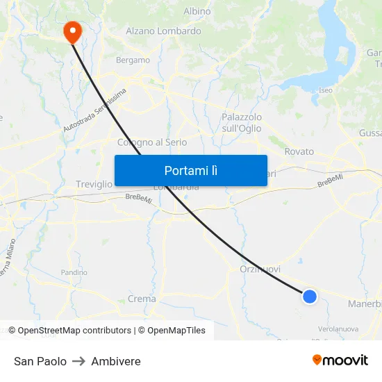 San Paolo to Ambivere map