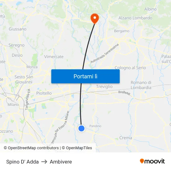 Spino D' Adda to Ambivere map