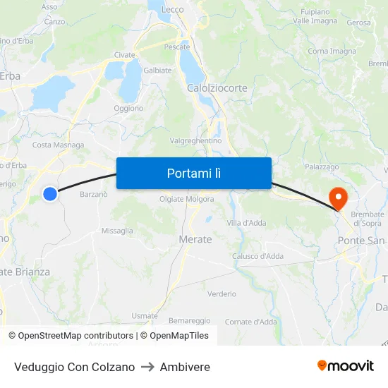 Veduggio Con Colzano to Ambivere map