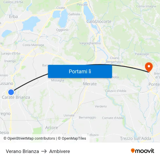 Verano Brianza to Ambivere map