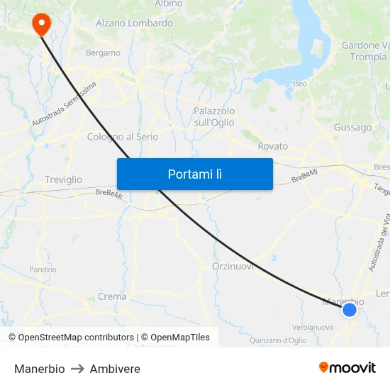 Manerbio to Ambivere map