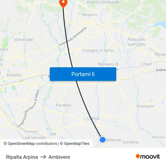 Ripalta Arpina to Ambivere map