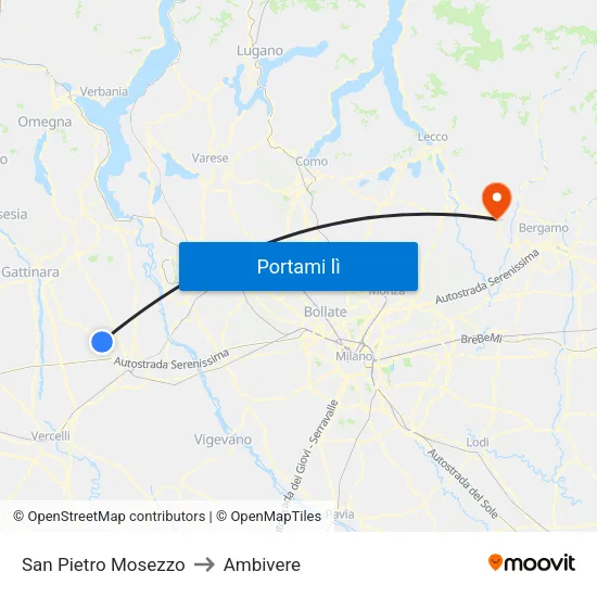 San Pietro Mosezzo to Ambivere map