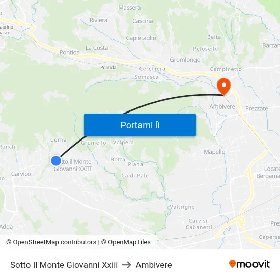 Sotto Il Monte Giovanni Xxiii to Ambivere map