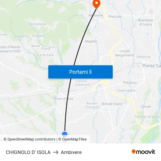 CHIGNOLO D' ISOLA to Ambivere map