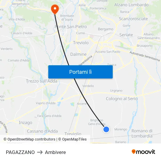 PAGAZZANO to Ambivere map