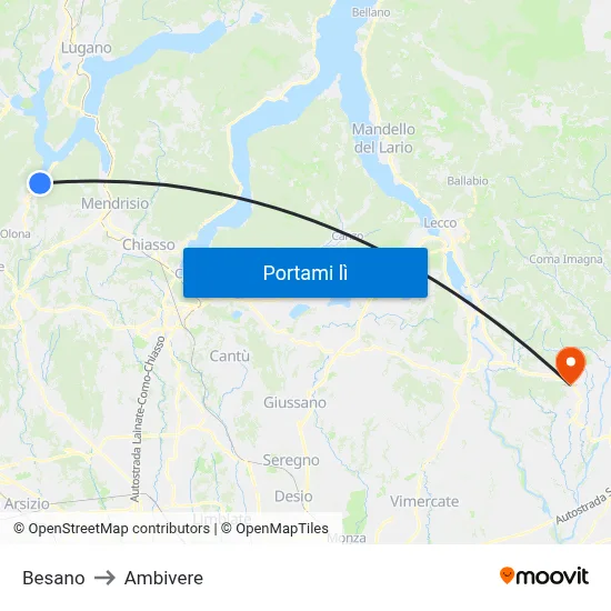 Besano to Ambivere map