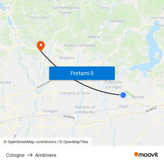 Cologne to Ambivere map