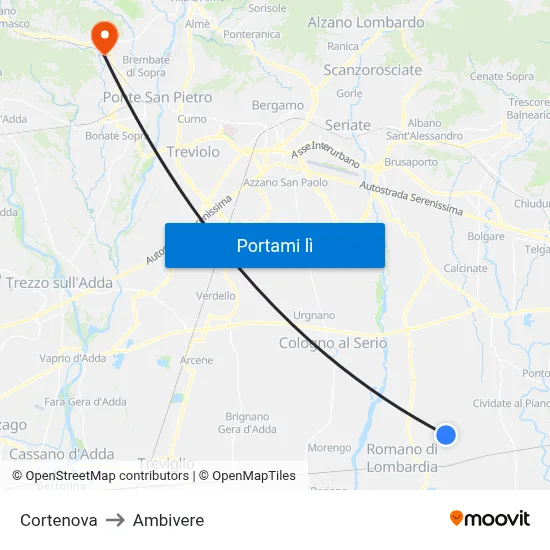 Cortenova to Ambivere map