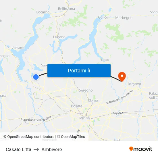 Casale Litta to Ambivere map