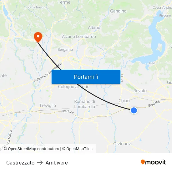 Castrezzato to Ambivere map