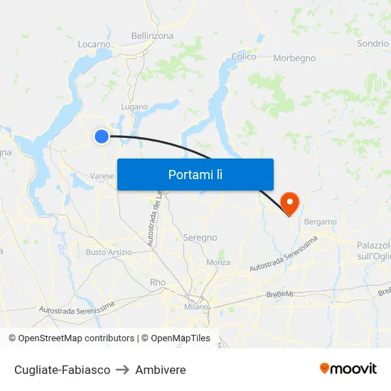 Cugliate-Fabiasco to Ambivere map