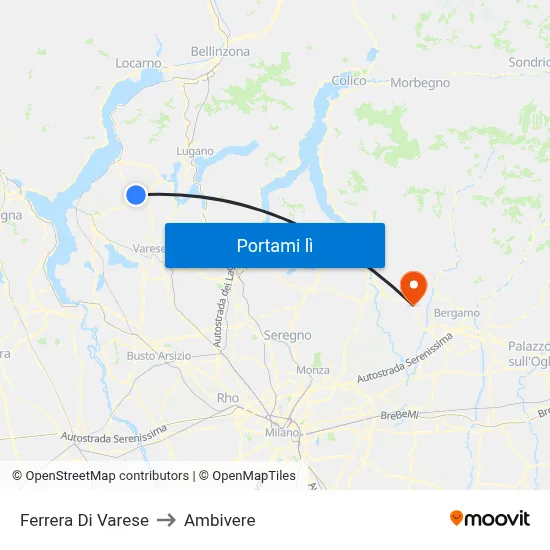 Ferrera Di Varese to Ambivere map