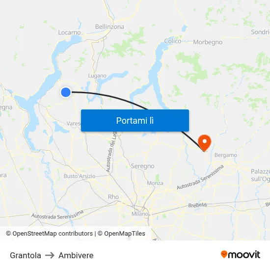 Grantola to Ambivere map