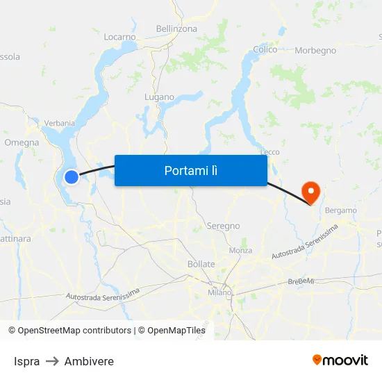 Ispra to Ambivere map