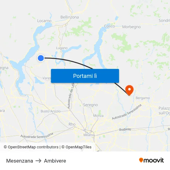 Mesenzana to Ambivere map