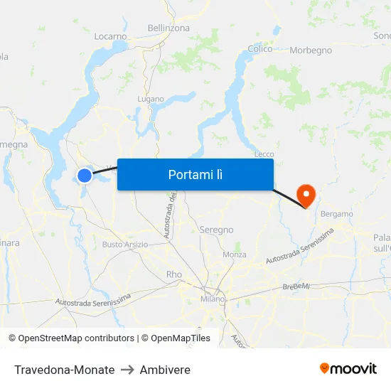 Travedona-Monate to Ambivere map