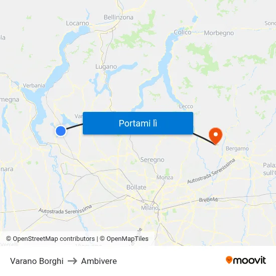 Varano Borghi to Ambivere map