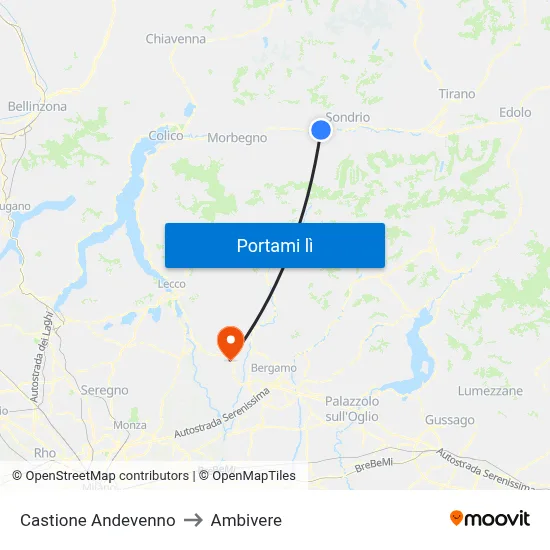 Castione Andevenno to Ambivere map