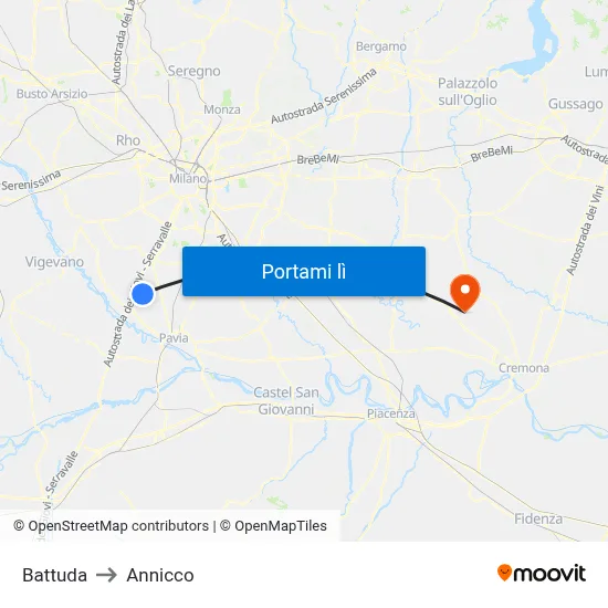 Battuda to Annicco map
