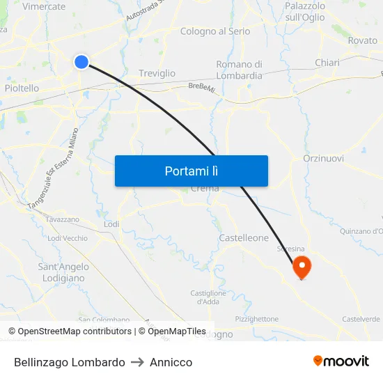 Bellinzago Lombardo to Annicco map