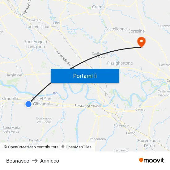 Bosnasco to Annicco map