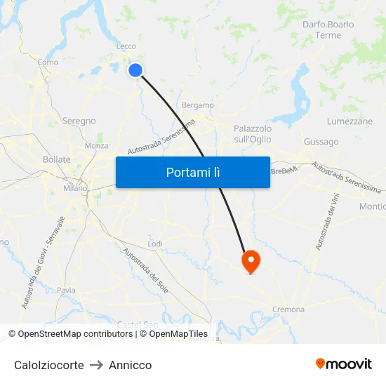 Calolziocorte to Annicco map