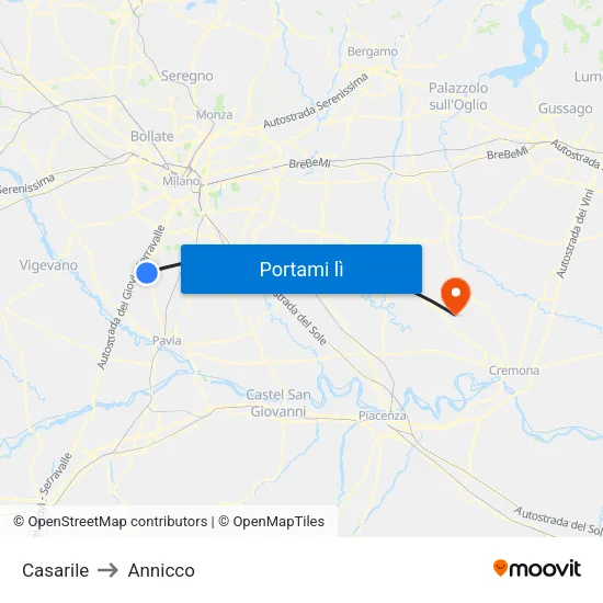 Casarile to Annicco map