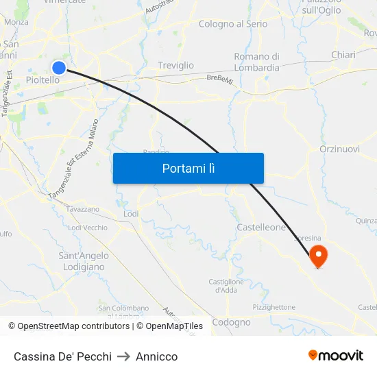 Cassina De' Pecchi to Annicco map