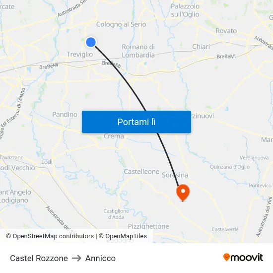 Castel Rozzone to Annicco map
