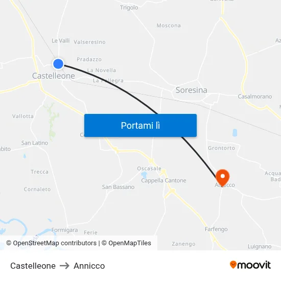 Castelleone to Annicco map