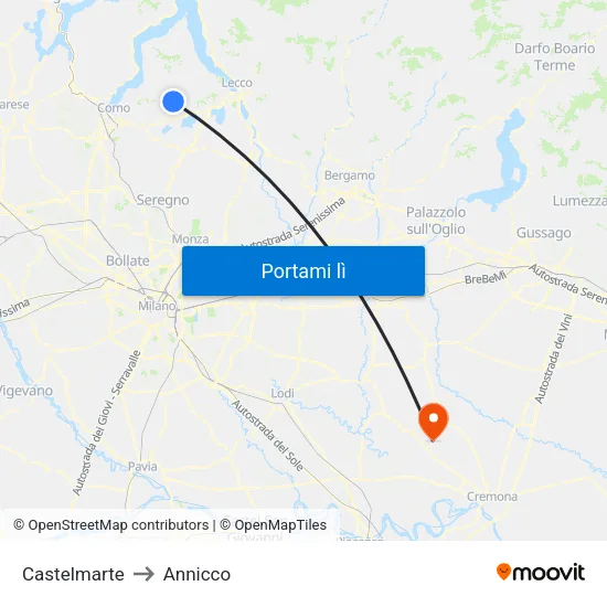 Castelmarte to Annicco map