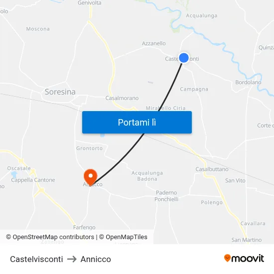 Castelvisconti to Annicco map