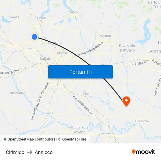 Cirimido to Annicco map
