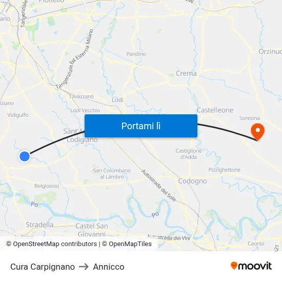 Cura Carpignano to Annicco map
