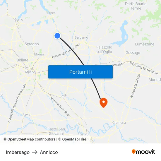 Imbersago to Annicco map