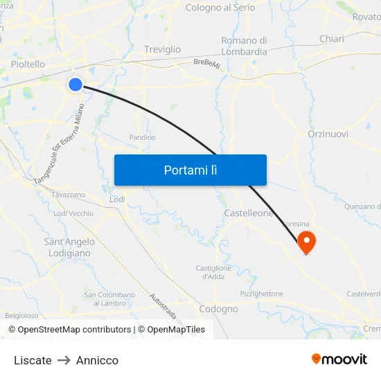 Liscate to Annicco map