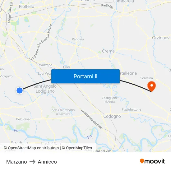 Marzano to Annicco map