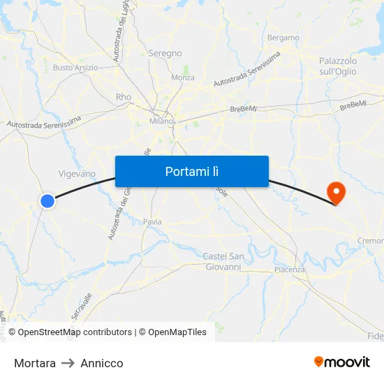 Mortara to Annicco map