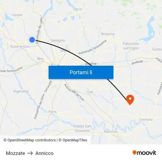 Mozzate to Annicco map