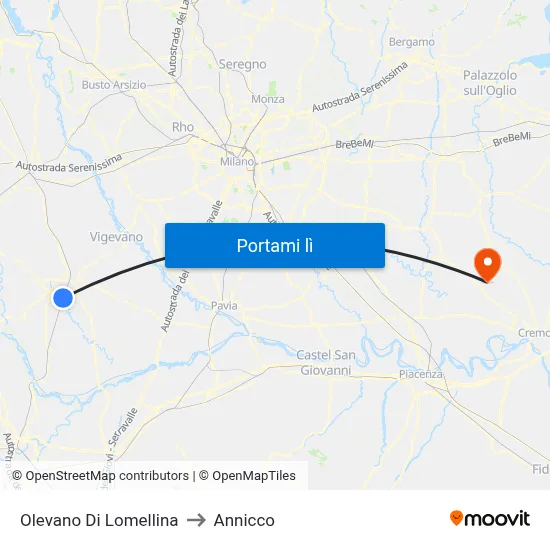 Olevano Di Lomellina to Annicco map