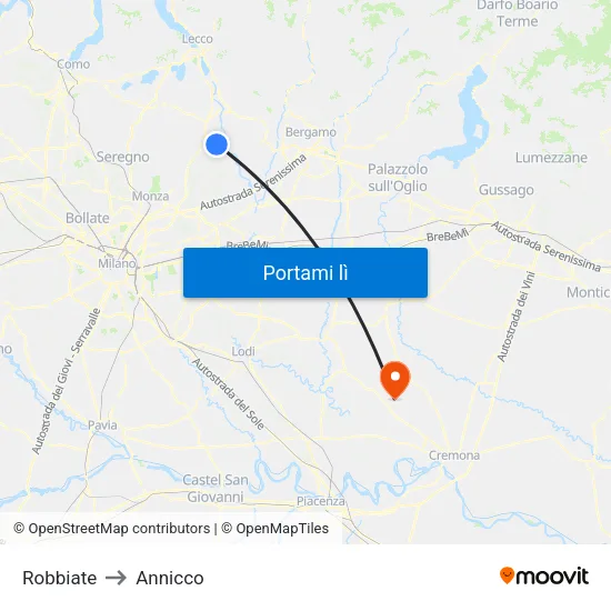 Robbiate to Annicco map